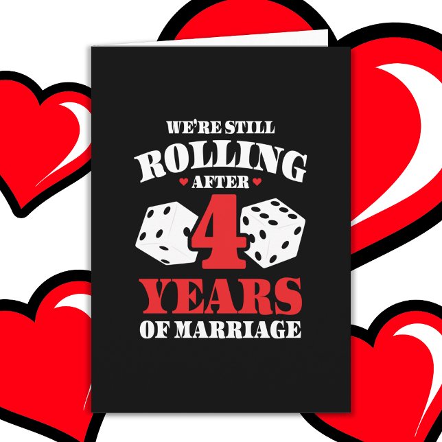Married 4 Years Rolling Funny 4th Anniversary Card (Creator Uploaded)