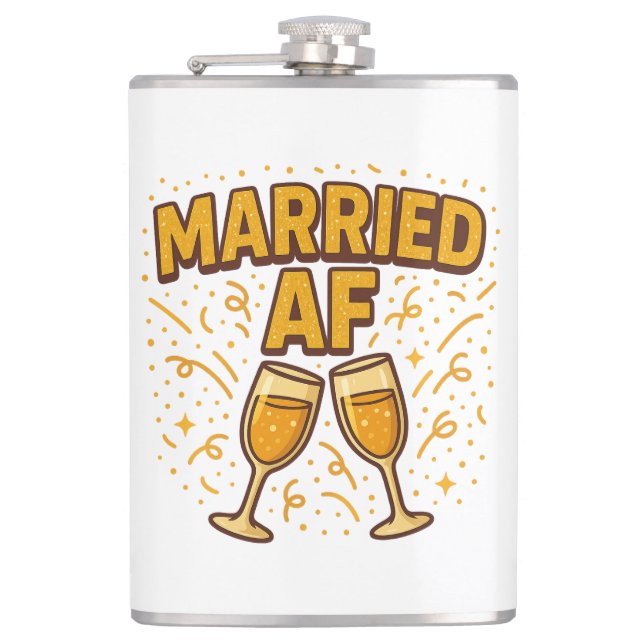 Married AF Flask – Funny Wedding Gift (Front)