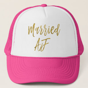 Married AF Gold Foil and White Trucker Hat