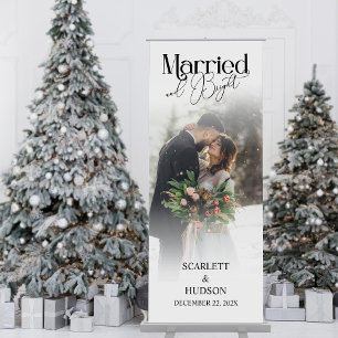 Married and Bright Christmas Holiday Wedding Retractable Banner