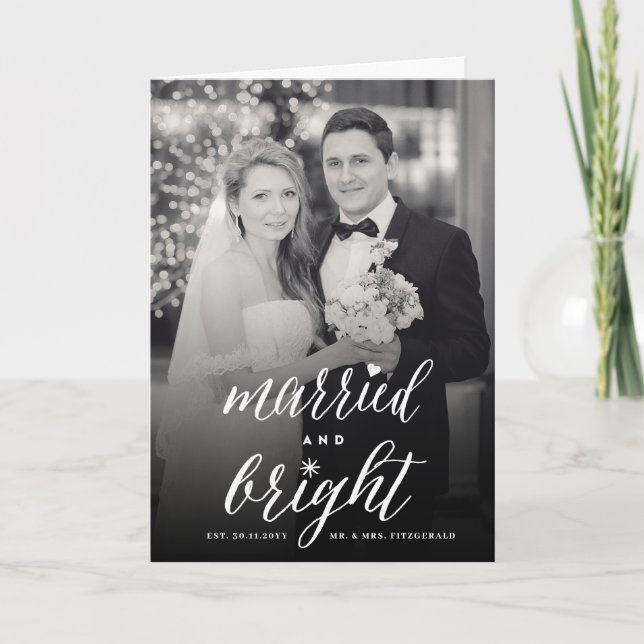 Married And Bright Holiday Wedding Announcement (Front)