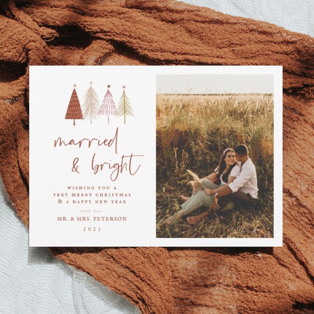 Married and Bright Newlywed Christmas Holiday Card (Creator Uploaded)