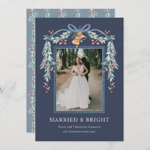 Married and Bright Newlywed Christmas Photo Card
