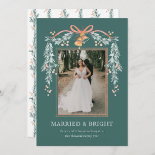 Married and Bright Newlywed Christmas Photo Card