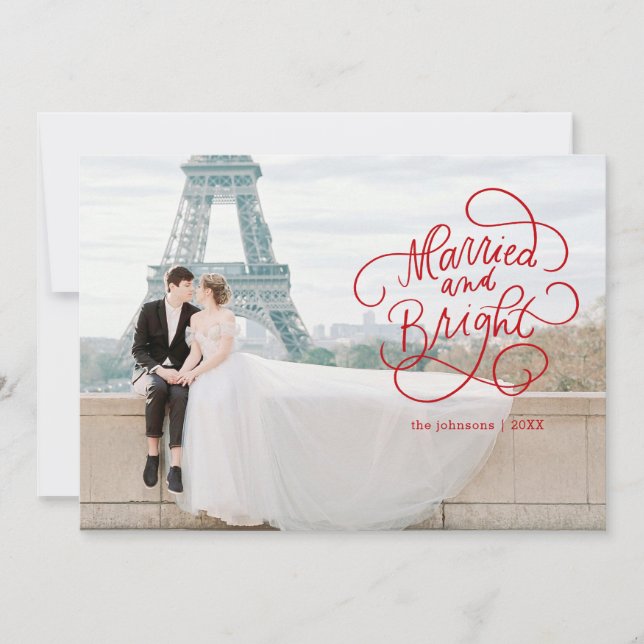 Married and Bright Newlywed Flat Holiday Card (Front)