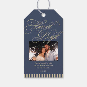 Married and Bright Newlywed Photo Christmas Gift Tags