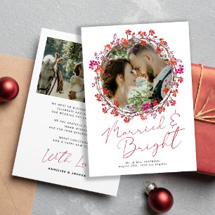 Married and Bright newlywed photo Christmas  Thank You Card