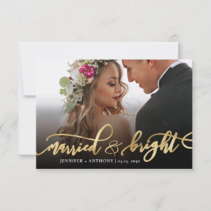 Married and Bright Newlyweds Photo Christmas Card