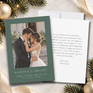 Married and Bright Newylwed Photo Holiday Card