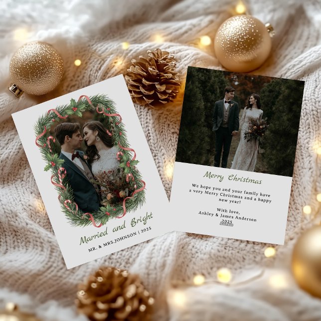 Married and Bright Photo Christmas Holiday Card (Creator Uploaded)