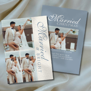 Married and Bright Photo Grid Newlywed Holiday Card