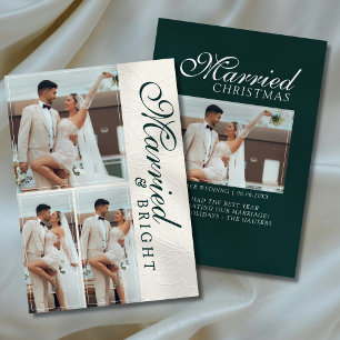 Married and Bright Photo Grid Newlywed Holiday Card