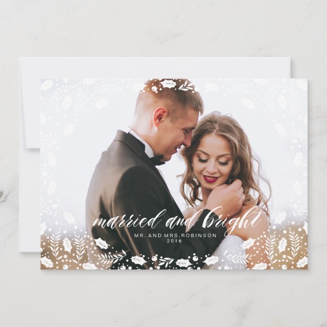 MARRIED AND BRIGHT photo holiday card (Front)