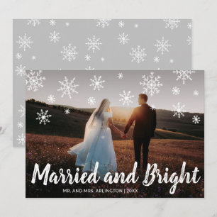Married and Bright Photo Newlywed Christmas Holiday Card