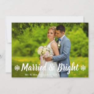 Married and Bright Wedding Photo Holiday Card