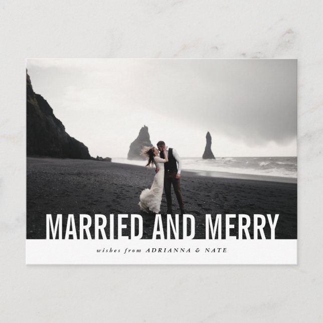 Married And Merry | Bold Modern Holiday Photo (Front)