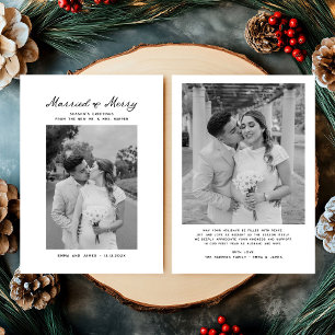 Married and Merry Bow Photo Christmas Newlyweds Holiday Card