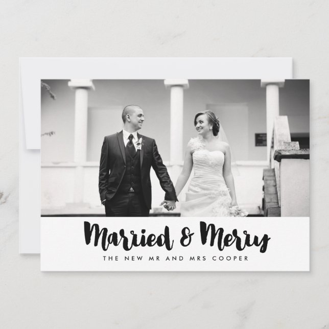 Married and Merry Christmas holiday photo card (Front)