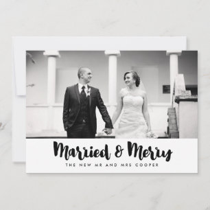 Married and Merry Christmas holiday photo card