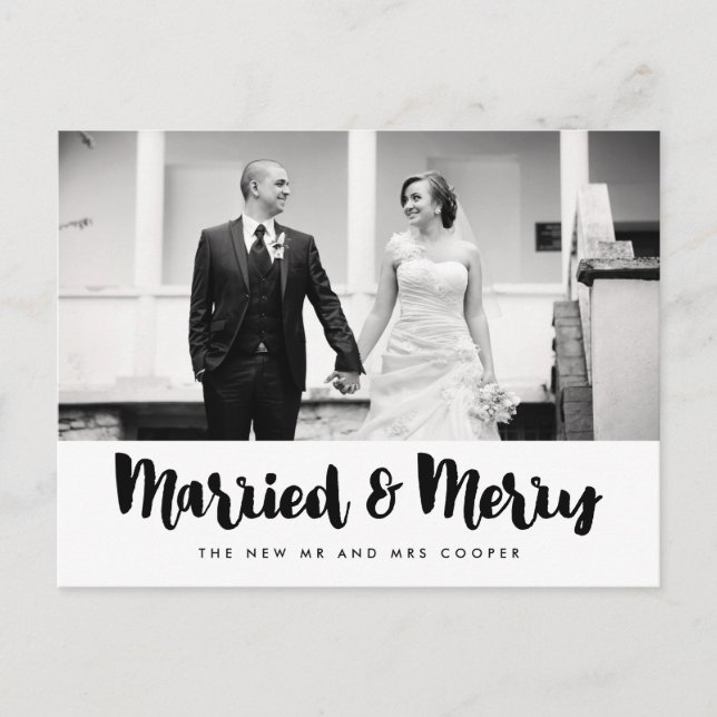 Married and Merry Christmas holiday photo Postcard (Front)