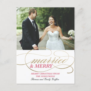Married and Merry   Christmas Holiday Postcard