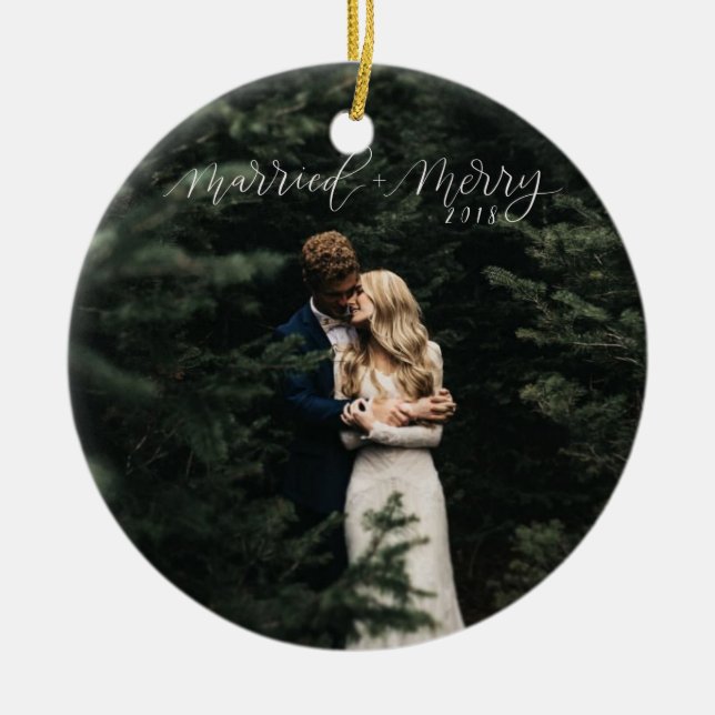 Married and Merry Christmas Ornament (Front)