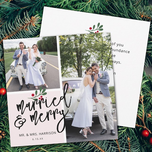 Married and Merry Christmas Photo Holiday Card (Married and Merry Christmas Photo Holiday Card)