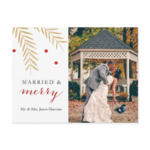 Married and Merry Christmas Post Card