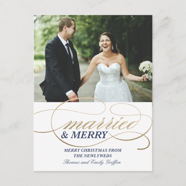 Married and Merry | Christmas Postcard (Front)