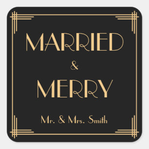 Married And Merry Christmas Stickers Art Deco