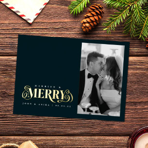 Married and Merry Classic Foil Holiday Card
