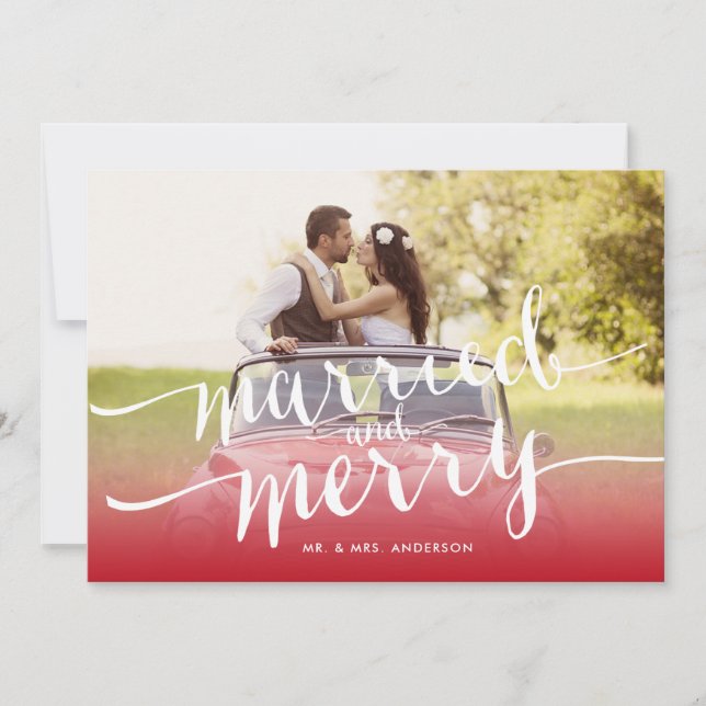 Married and Merry First Christmas Holiday Photo Card (Front)