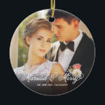 Married and Merry First Christmas Photo Ornament<br><div class="desc"></div>