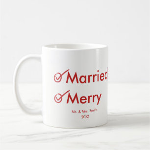 Married and Merry   First Married Christmas Coffee Mug