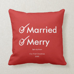 Married and Merry First Married Christmas Cushion