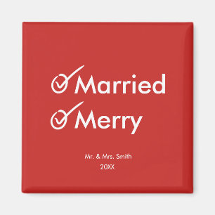 Married and Merry   First Married Christmas Magnet