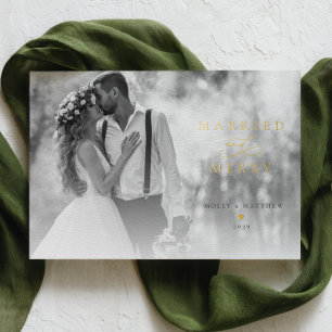 Married and Merry Gold Foil Christmas Photo Holiday Card