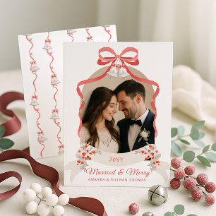 Married and Merry Grandmillennial Red Christmas Holiday Card