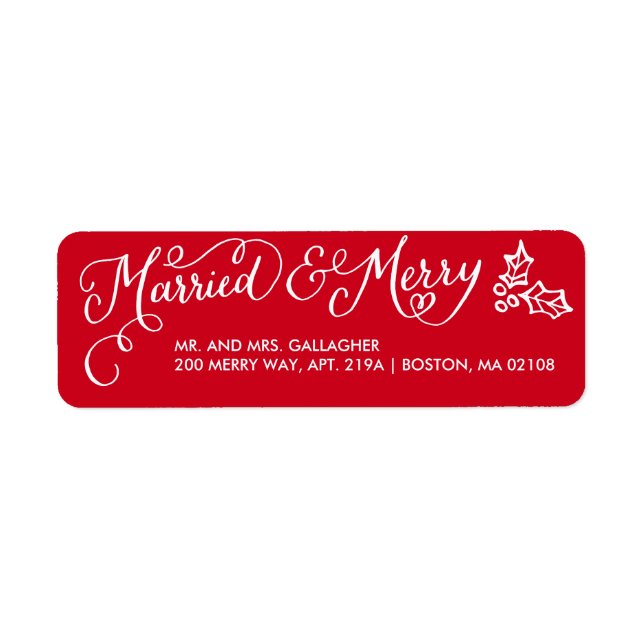 Married and Merry Holiday Address Labels (Front)