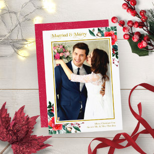 Married And Merry Holiday Christmas Photo Invitation