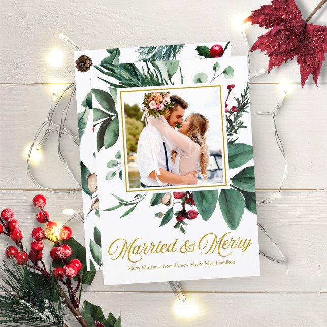 Married And Merry Holiday Christmas Photo Invitation (Creator Uploaded)