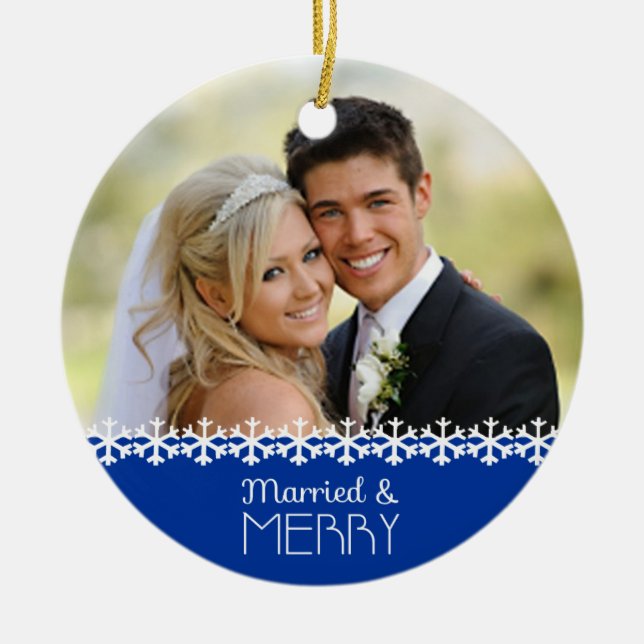 Married and Merry Holiday Ornament (Front)
