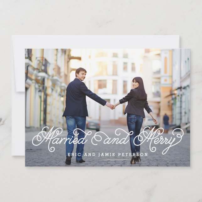 Married and Merry Holiday Photo Card (Front)