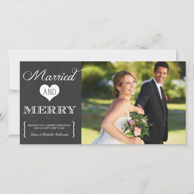 Married and Merry | Holiday Photo Card (Front)