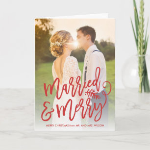 Married and Merry Holiday Photo Red Card