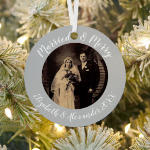 Married and Merry Metal Tree Decoration