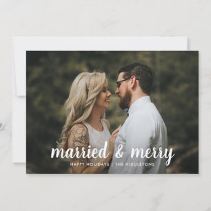 Married And Merry   Minimal First Christmas Photo Holiday Card