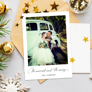 Married and Merry   Minimalist Christmas Photo Holiday Card