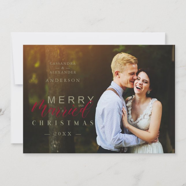 Married and Merry Newlywed Custom Photo Christmas (Front)