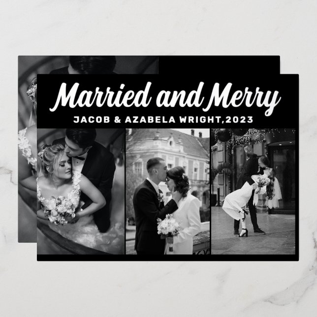 Married and Merry Newlywed First Christmas Card (Front/Back)